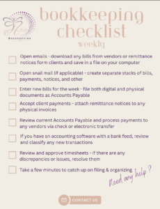 Hps Bookkeeping Checklist